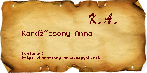 Karácsony Anna névjegykártya